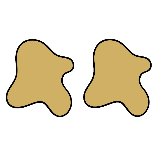  two identical yellow curvy shapes next to each other